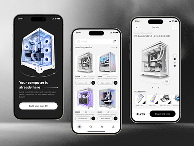 Shop Of Equipment And PC Assembly Mobile App app design interface mobile ui ux