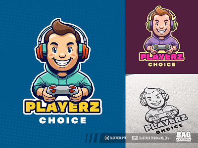 Cartoon Gamer Mascot Logo gamer