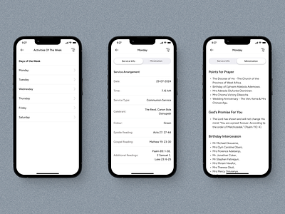 Church App: Activities Of The Week animation app apple branding design graphic design illustration ios iphone logo minimal ui ux
