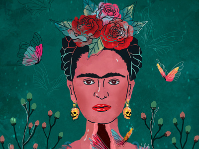 Frida Kahlo 2d illustration art design digital painting frida kahlo graphic graphic design illustration portrait poster procreate