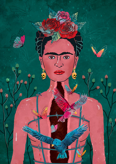 Frida Kahlo 2d illustration art design digital painting frida kahlo graphic graphic design illustration portrait poster procreate