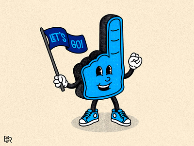 Foam Finger Sports Mascot_BRD_8-8-24 cartoon character design doodle foam finger illustration lets go mascot procreate sports