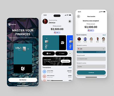 PayFlex - Mobile Finance Application app design banking banking app design finance finance app finance management finance ui fintech fintech app ios mobile app mobile app design mobileapp neobank product design ui uiux ux ux design