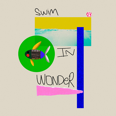 Swim in Wonder collage digital collage fish marine