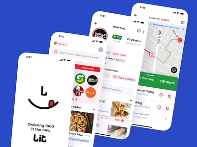 lit - Food Delivery App Concept app app design card design clean conecpt delivery delivery app food food app ui food delivery food delivery application food delivery service food ordering app ios mobile ordering app restaurant restaurant details tracking ui design