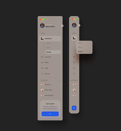 Sidebar Navigation - Light version app app design figma figma design glass glassy light version navigation bar page sidebar transparent ui web design white