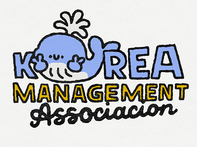 Korea Management Associacion cartoon cute doodle fun graphic design illustration japanese kawaii kit korean lettering logo sea sticker type typography water whale