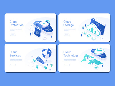 Cloud technology isometric vector set blue business cloud cloud storage cloud technology design device illustration internet isometric network people protection service set storage technology vector web