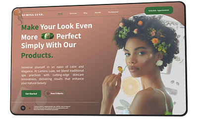 Lumina Luxe Landing Page (Skincare) dashboard illustration landingpage skincaredesign ui ui interface uiux webdesign