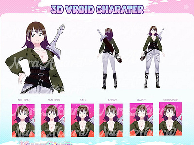 Anime Girl in 3D Vroid Model Anime Girl kick