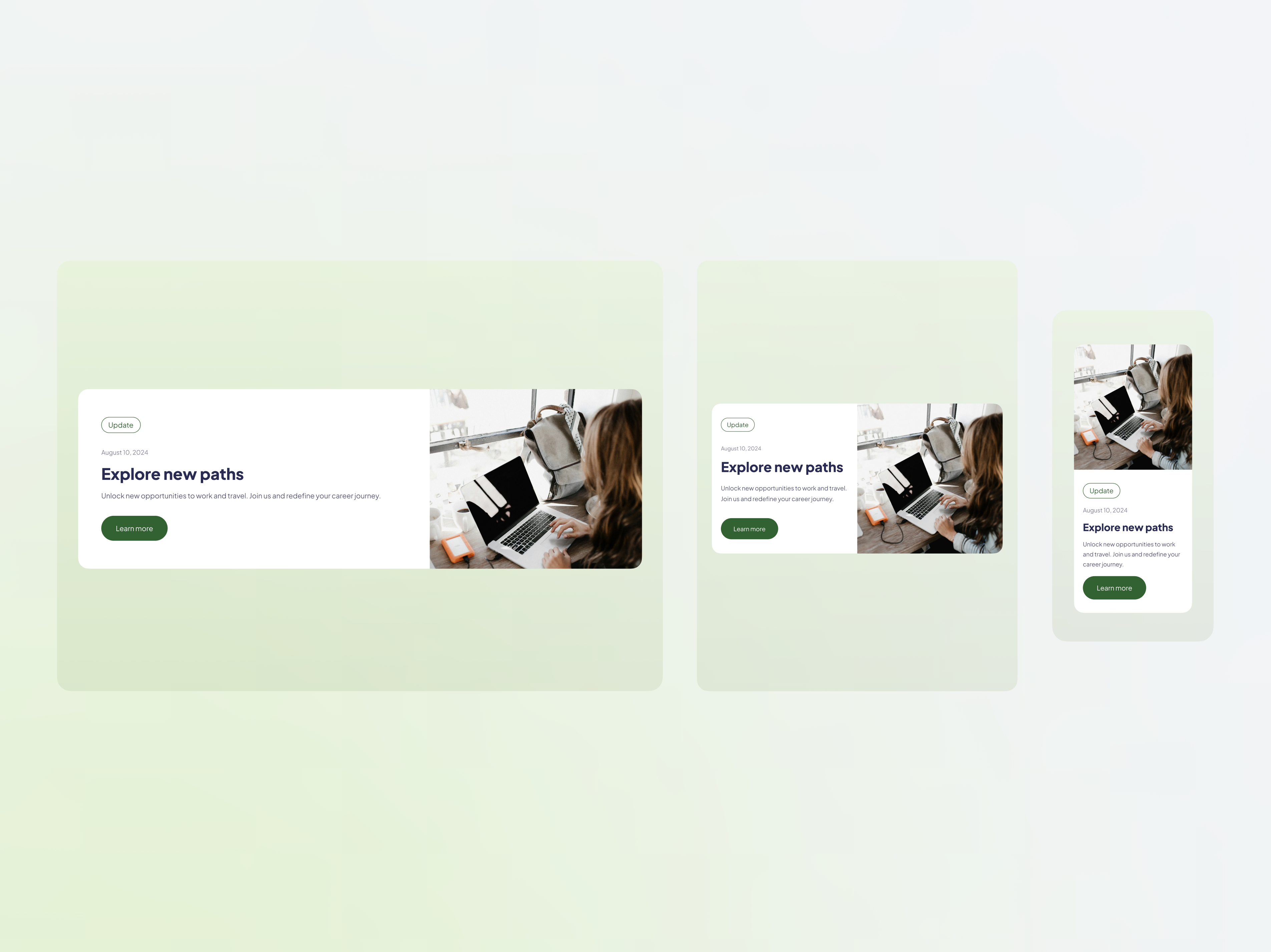 Responsive card design ui