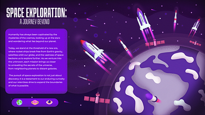 Double-Page Spread - A Journey Beyond galaxy graphic design illustration planet rocketship space stars universe vector