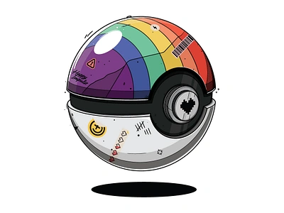 Rainbow Poke Ball creative game gamer gaymer happy impulse happyimpulse illustration lgbt playful pokemon queer rainbow