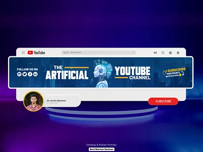 Ai Youtube Channel Banner Design art banner branding channel graphic design logo new channel banner ui youtube thumbnail youtybe