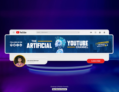 Ai Youtube Channel Banner Design art banner branding channel graphic design logo new channel banner ui youtube thumbnail youtybe