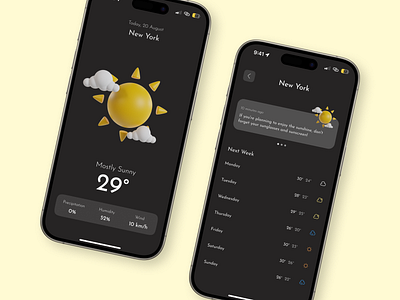 Weather App Design Alert! 🌧🌤 app app design application design interaction design rain sun ui ux weather weather forcast