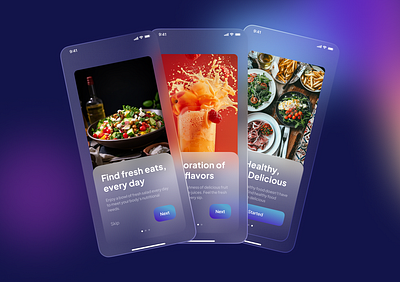 Onboarding | UI Mobile App clean design mobile glass glasy healty food juice mobile app onboarding salad ui