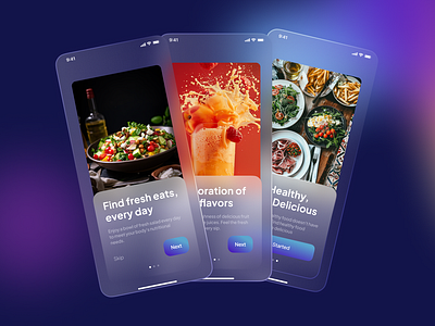 Onboarding | UI Mobile App clean design mobile glass glasy healty food juice mobile app onboarding salad ui