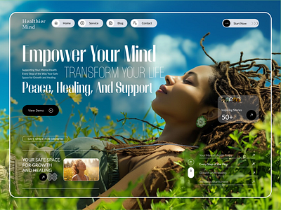 Healthier Mind - Website Design design landing page meditation minimal theraphy ui uidesign web web design website