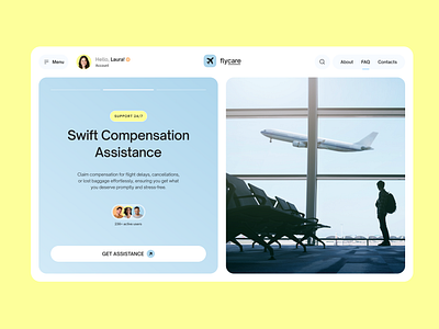 Flights Assistance Landing Hero Section assistance flight hero section landing page plane ui web design