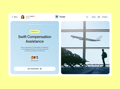 Flights Assistance Landing Hero Section assistance flight hero section landing page plane ui web design