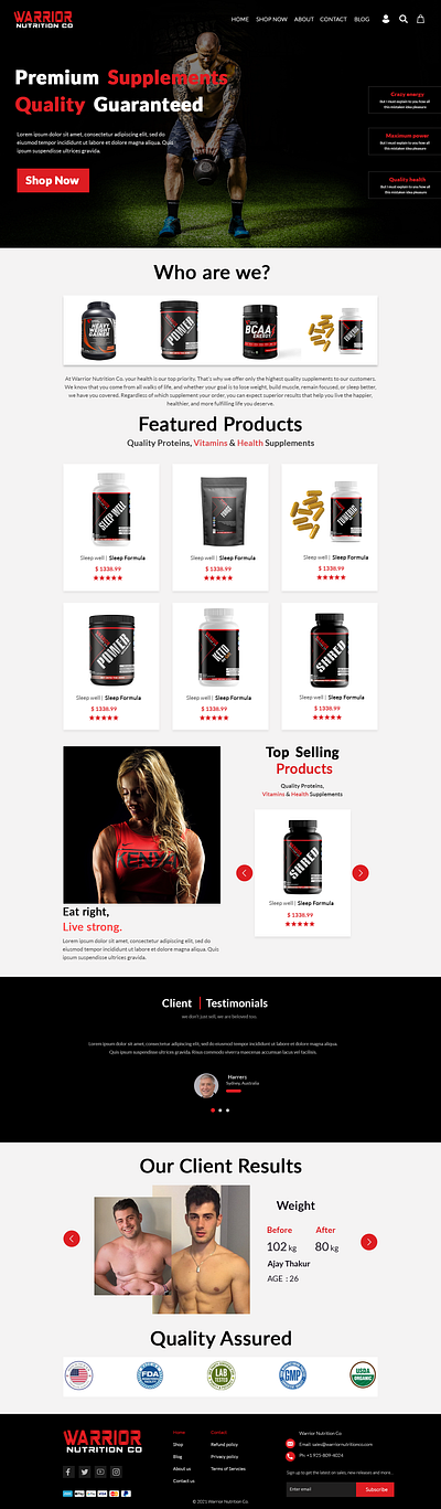 Warrior Nutrition graphic design ui