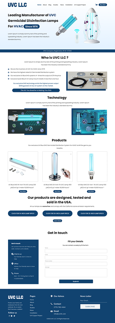 UVC (Disinfection Lamps) graphic design ui