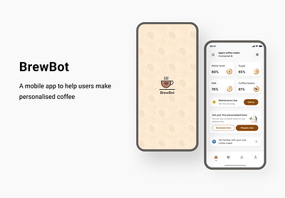 Coffee making app app design brew brewbot case study coffee maker coffee making app design design system ppt project slides ui components ui design ux