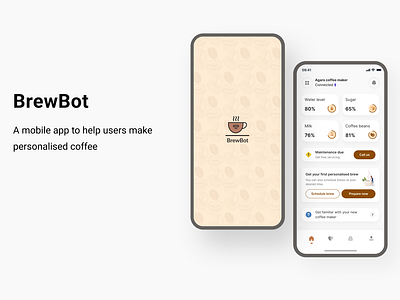 Coffee making app app design brew brewbot case study coffee maker coffee making app design design system ppt project slides ui components ui design ux