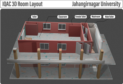 3D Room Layout Design 3d model 3d room layout bangladesh infograph irs ju layout room