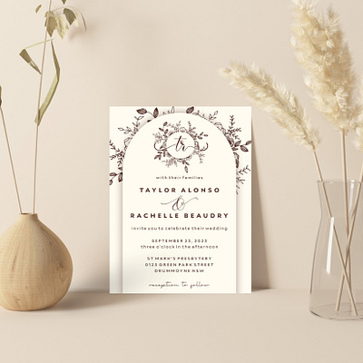 Rustic Arch | High-Quality Single Sheet Invitations shiny invitation paper