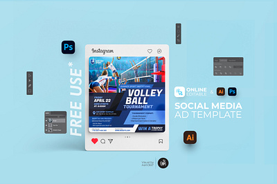 Volleyball Instagram Post aam aam360 aam3sixty concept flyer template free flyer game spots volleyball volleyball camp volleyball game volleyball tournament volleyball tournament flyers