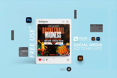 Basketball Instagram Post aam aam360 aam3sixty basketball commercial basketball posters diy flyer template free flyer march madness advertising ideas sports ad volleyball tournament flyers