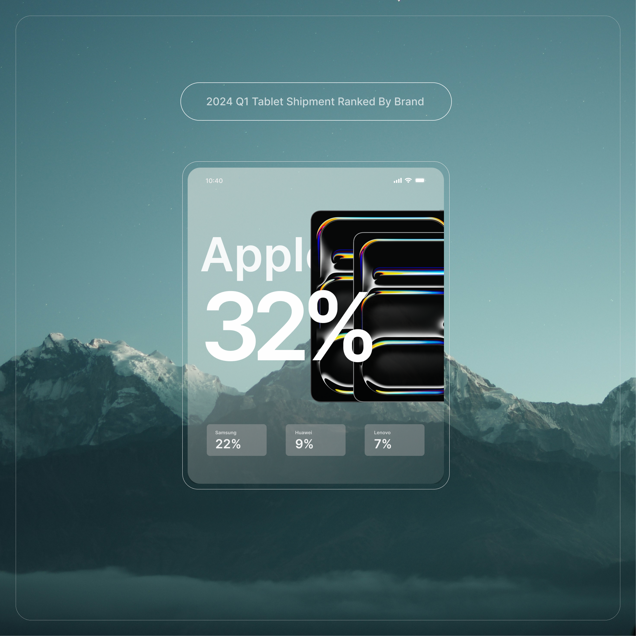 Apple's tablet shipment in Q1. branding data visualization design graphic design ui