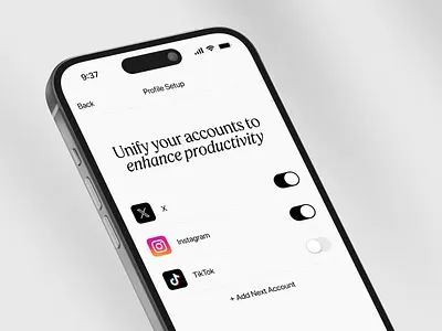 Account Integration app branding clean design illustration logo media minimal mobile social ui ux