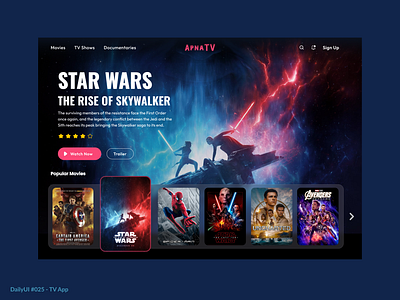 TV App 025 app blue daily dailyui dailyui025 dark design film graphic design movie netflix series simple tv tv app ui ux
