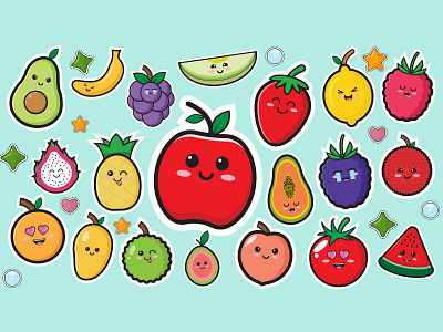 Fruit Cute Icon Design brand branding cafe logo cartoon character cute design fruit icon illustration kawaii logo