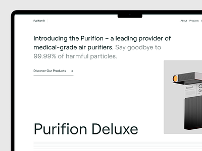 Purifion - Ecommerce Homepage b2b clean futuristic home homepage humidifier interior iot landing page minimal minimalist modern online shop product shop simple smart home startup ui ux web design