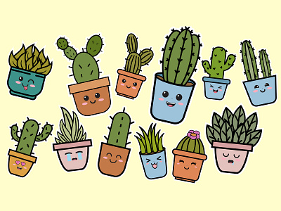 Plant Cute Icon Design brand branding cafe logo cartoon character cute design icon illustration kawaii logo plant