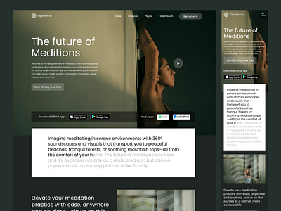 Open Mind - Landing Page for Mindfulness & Meditations best shot growth landing page meditation meditation app mindfulness psycho evaluation psychology ui userinterface ux webdesign website