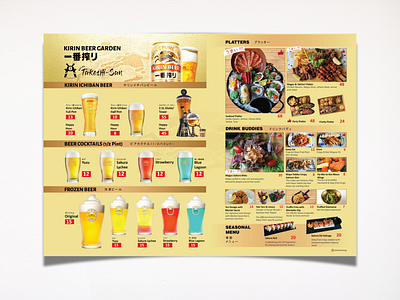 A3 Menu Takeshi San x Kirin Beer Garden design design graphic menu poster