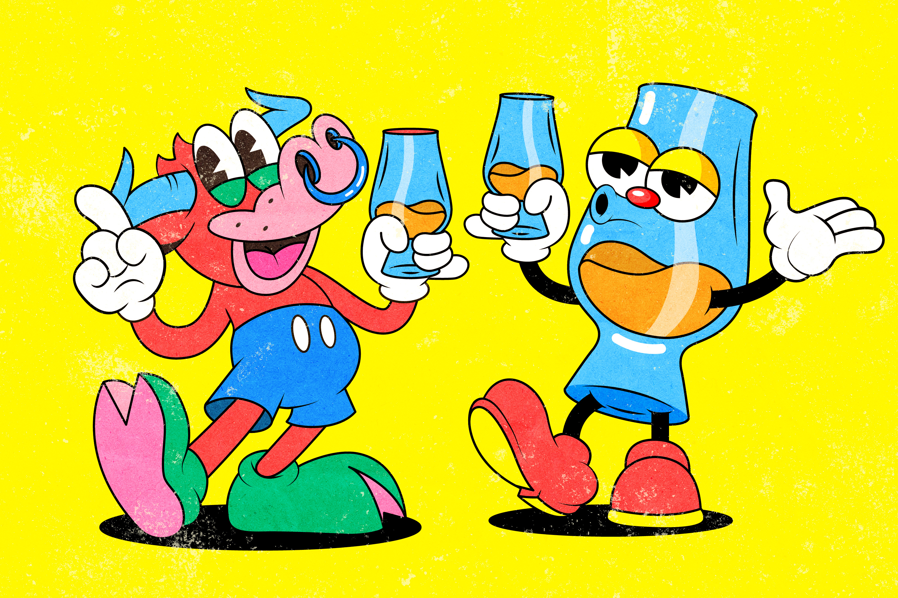 Mascot design 1930 1930s branding bull cartoon character drunk glass illustration mascot old cartoon old school party scotch vintage