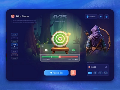 Dice Game UI arrow arrow game bet betting browser game crypto game cs2 dice dice game dice gaming dice ui dota fortnite game gaming ui nft game ranger game