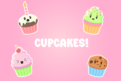 Cute Cupcake Stickers design illustration sticker