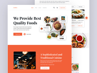 Food Website food orange ui ux website 2024