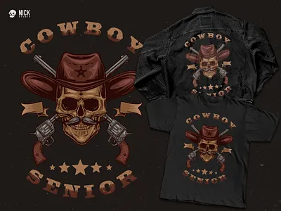 Cowboy Senior apparel design branding design bronco cowboy custom made hand drawing merchandise pencil retro skull texas texas design texas inspired texas ornament texas shirt texas sttyle tshirt design western wild west