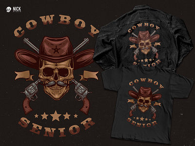 Cowboy Senior apparel design branding design bronco cowboy custom made hand drawing merchandise pencil retro skull texas texas design texas inspired texas ornament texas shirt texas sttyle tshirt design western wild west