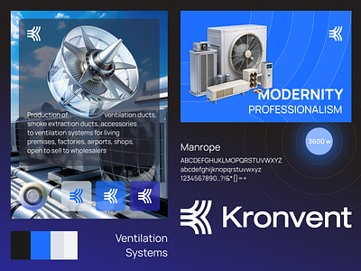 Kronvent 🌬️ air conditioner air logo blue branding blue logo branding logo logo design ventilation