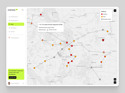 Map page for Powerline Monitoring System bright design desktop light map monitoring power line ui uidesign uiux ux uxdesign web design