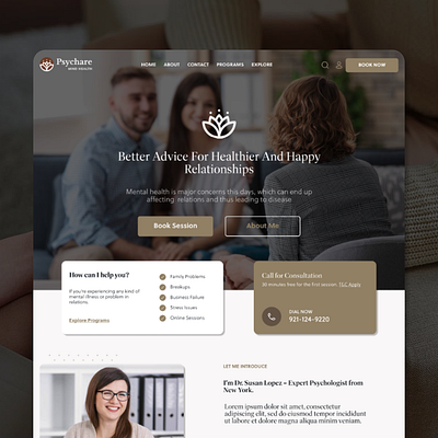 Psychare (Psychologist website) figma landing page psychologist psychology ui uidesign webdesign website websitedesign